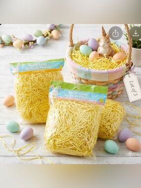 Lot of 3 Yellow Easter Grass Bags 3 oz Ea (Total 6.3 oz) Basket Filler Decorate